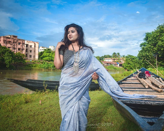 Silk cotton saree-grey