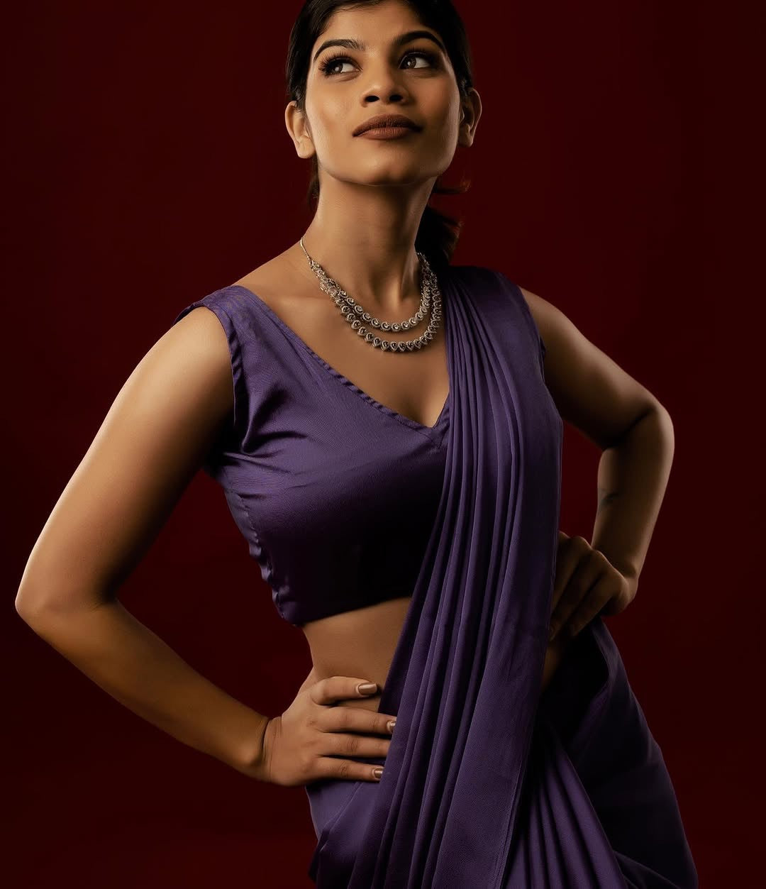 Shine Georgette saree-Purple