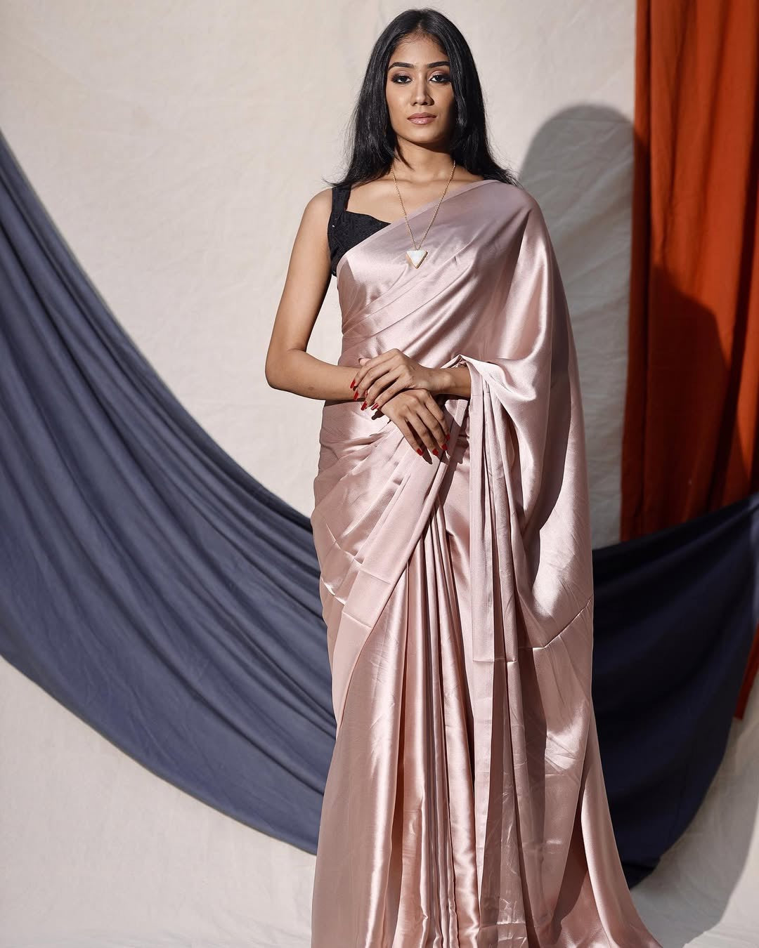 Satin saree- Copper