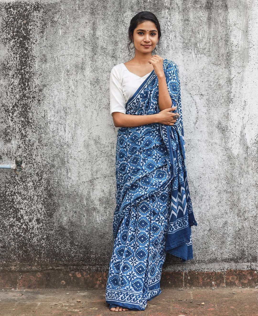 Handloom cotton printed saree-Nila