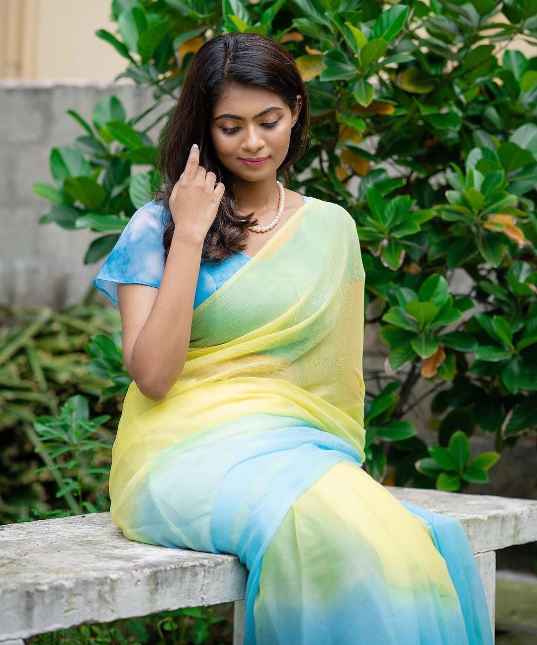 Dual shaded saree-Yellow/blue