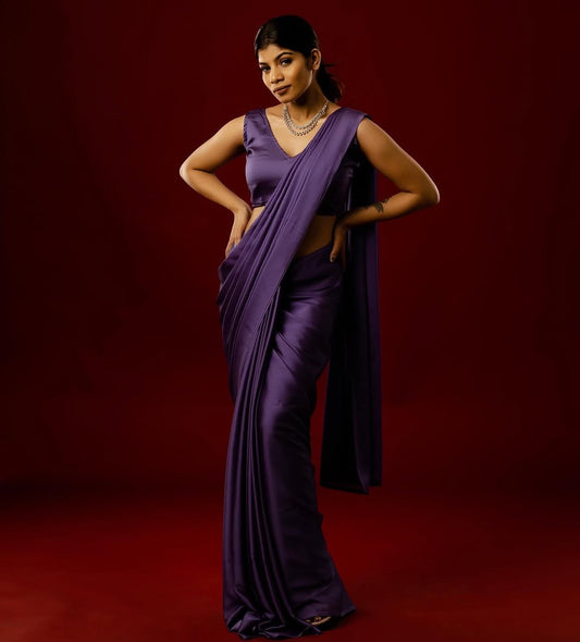 Shine Georgette saree-Purple