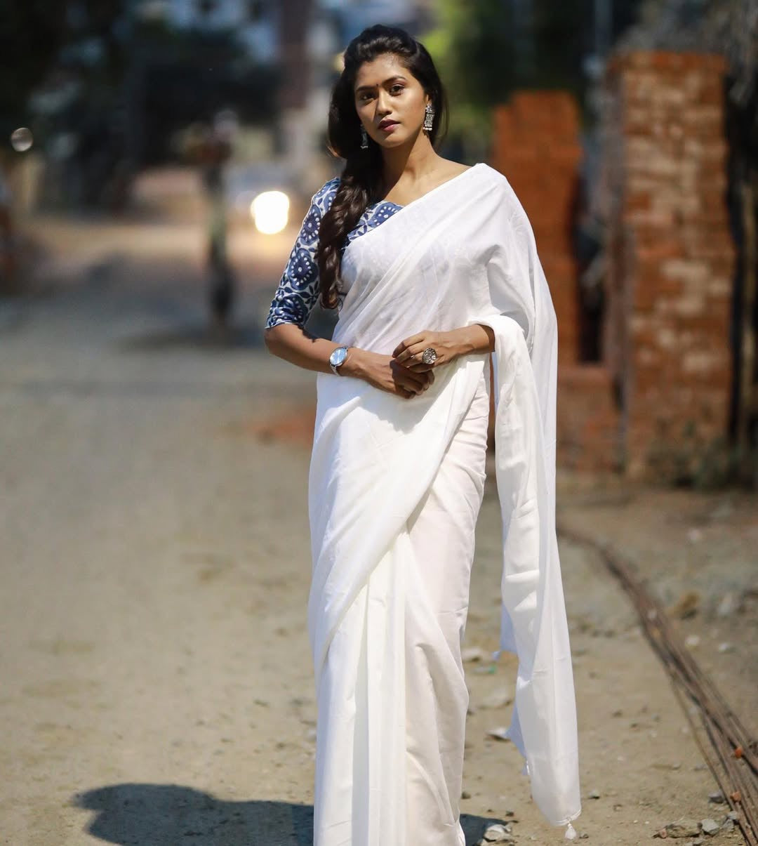 Soft cotton saree-Off white