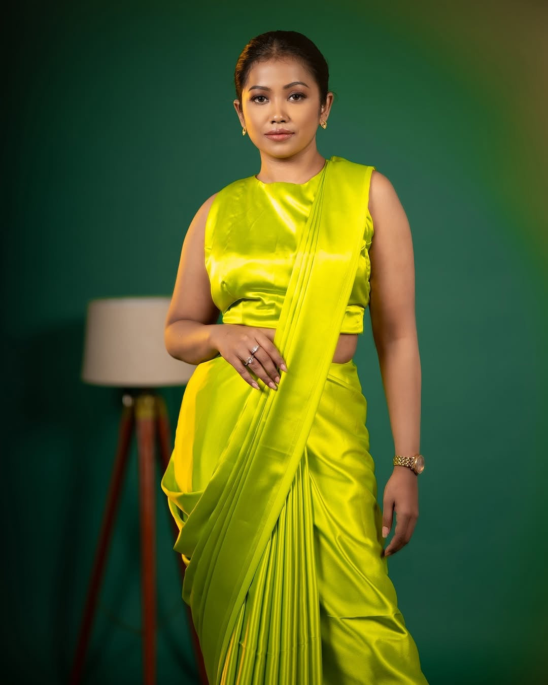 Satin saree- Florescent