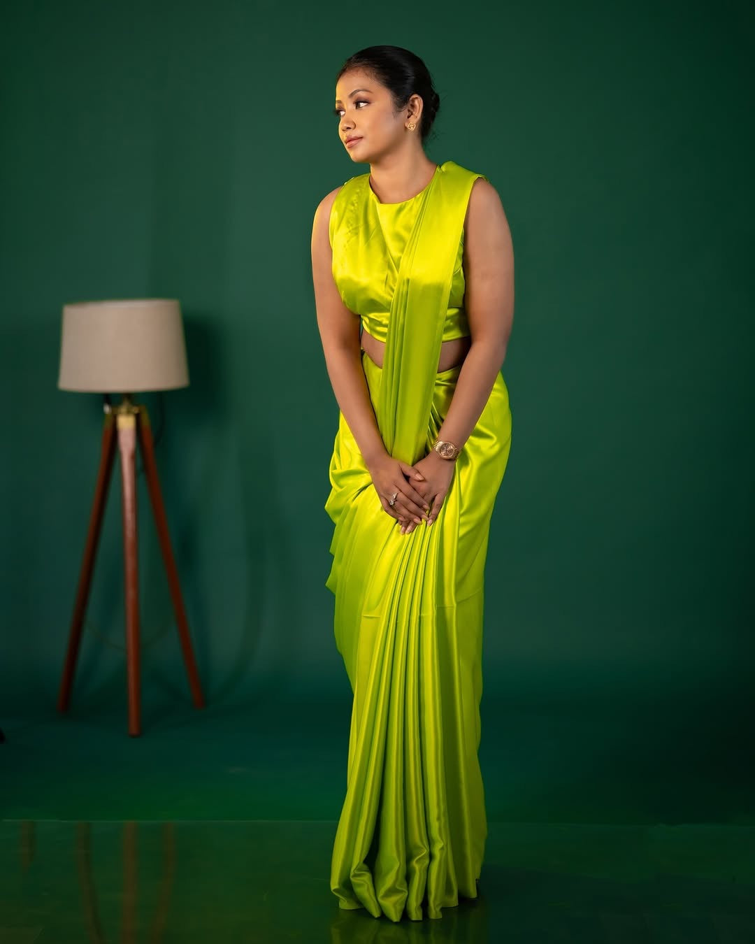 Satin saree- Florescent