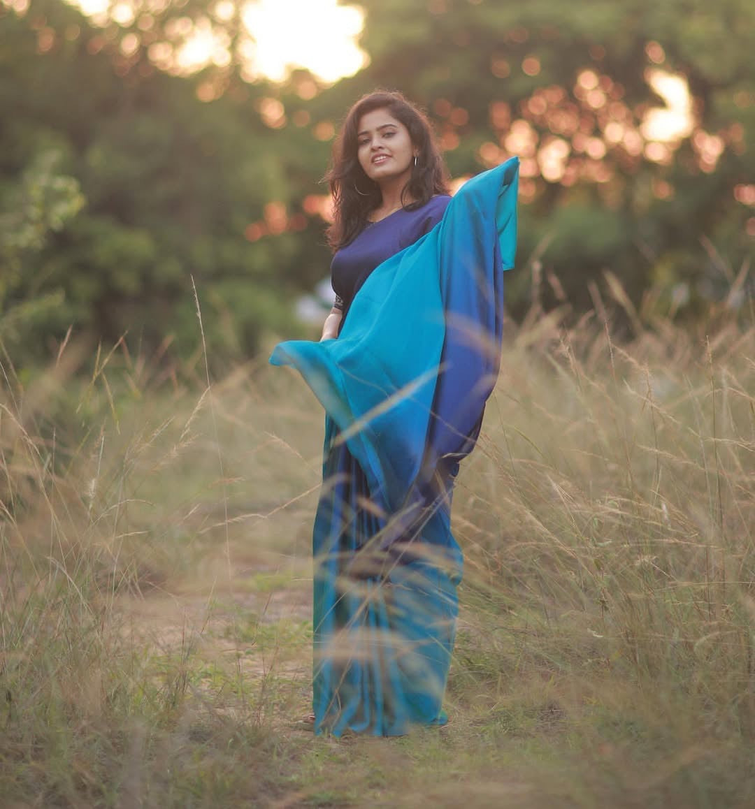 Dual shaded saree-Blue