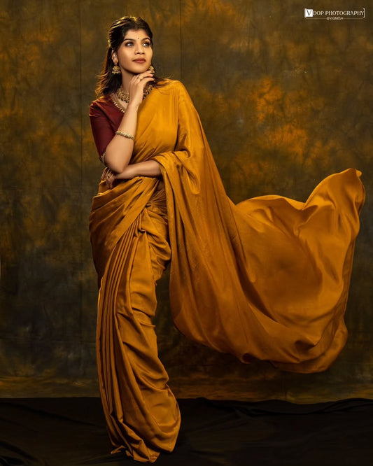 Chiffon saree-Golden