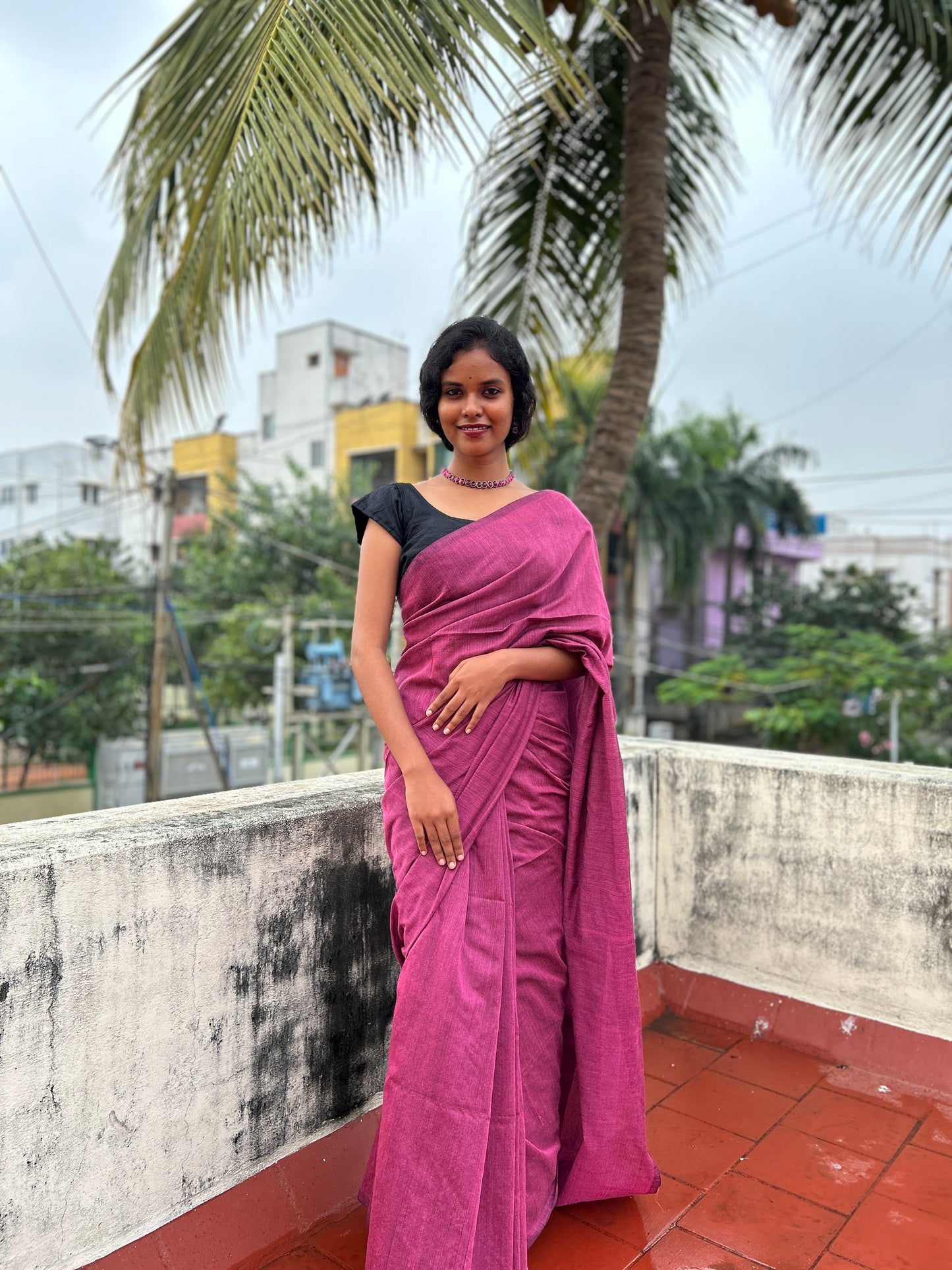 Soft cotton saree-Orchid pink