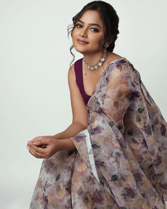 Organza saree-Floral