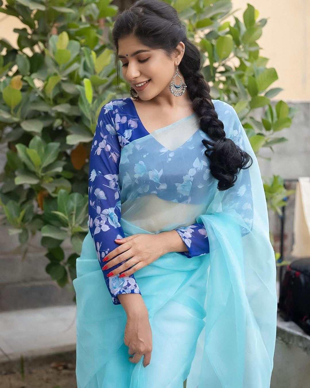 Organza saree-Blue