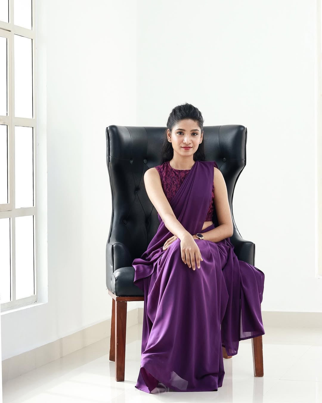 Georgette saree-violet