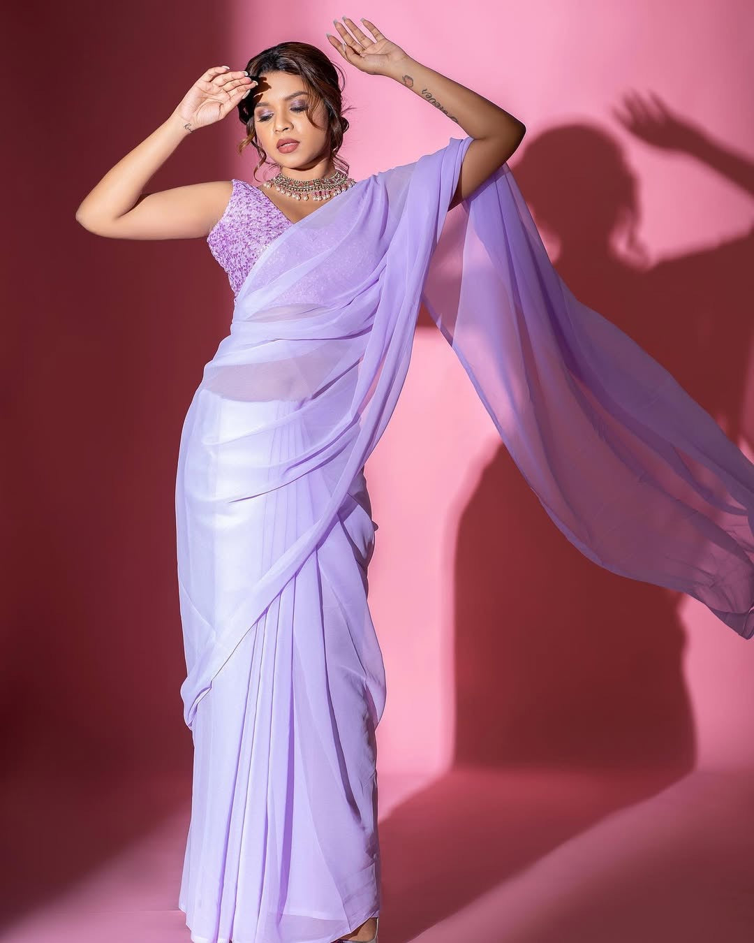 Georgette saree-Lavender