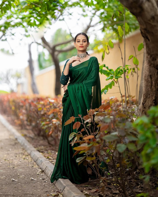 Shine Georgette saree-Green