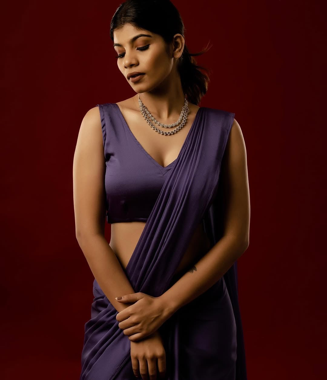 Shine Georgette saree-Purple