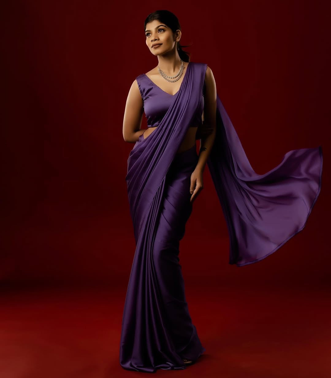 Shine Georgette saree-Purple