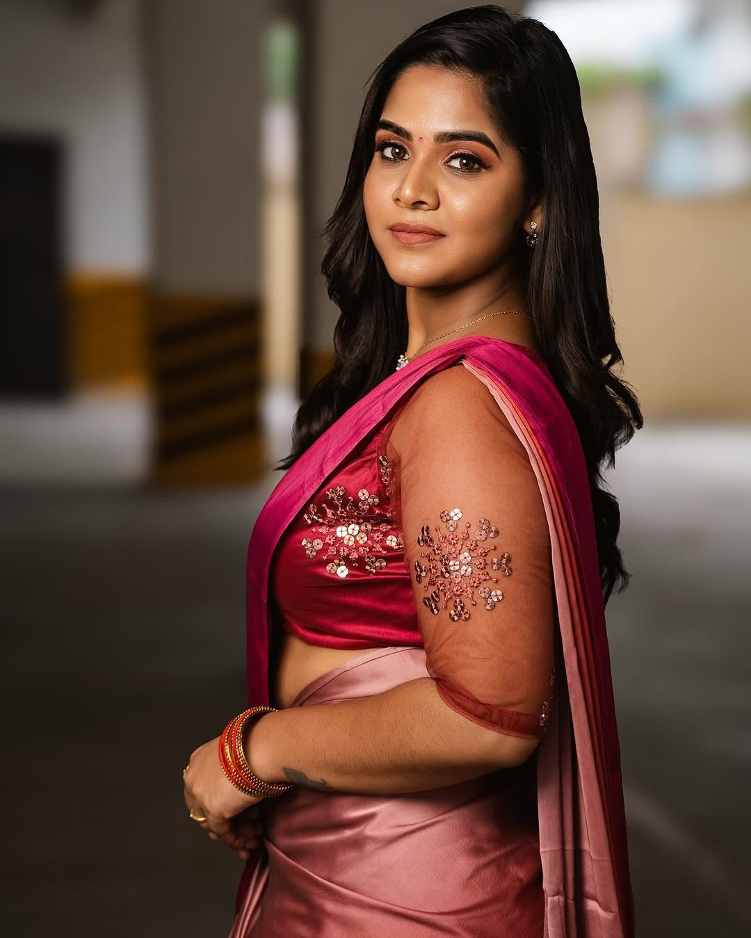 Dual shaded saree-Pinkish