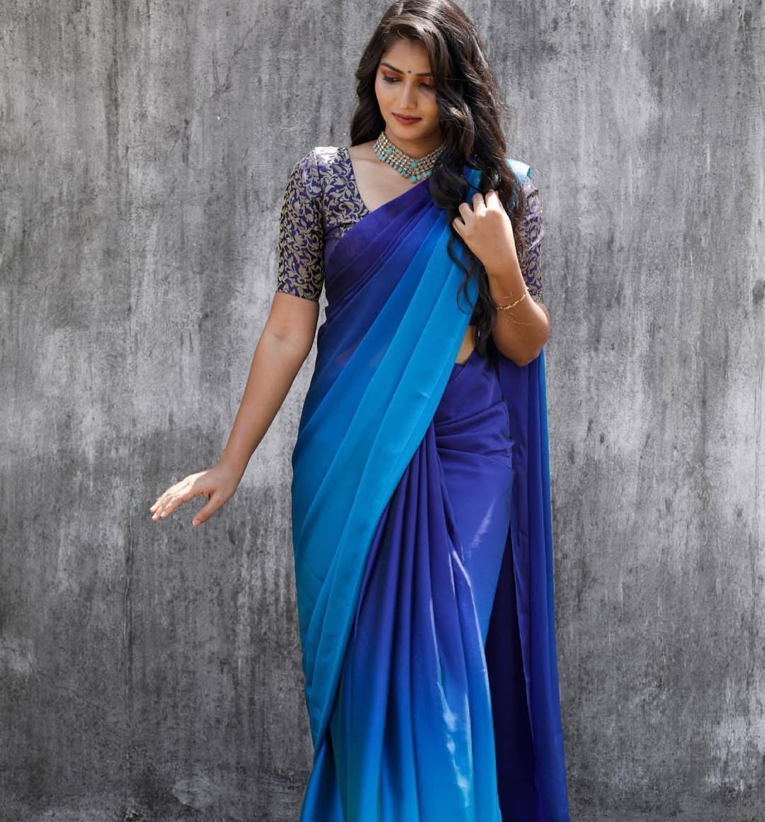 Dual shaded saree-Blue