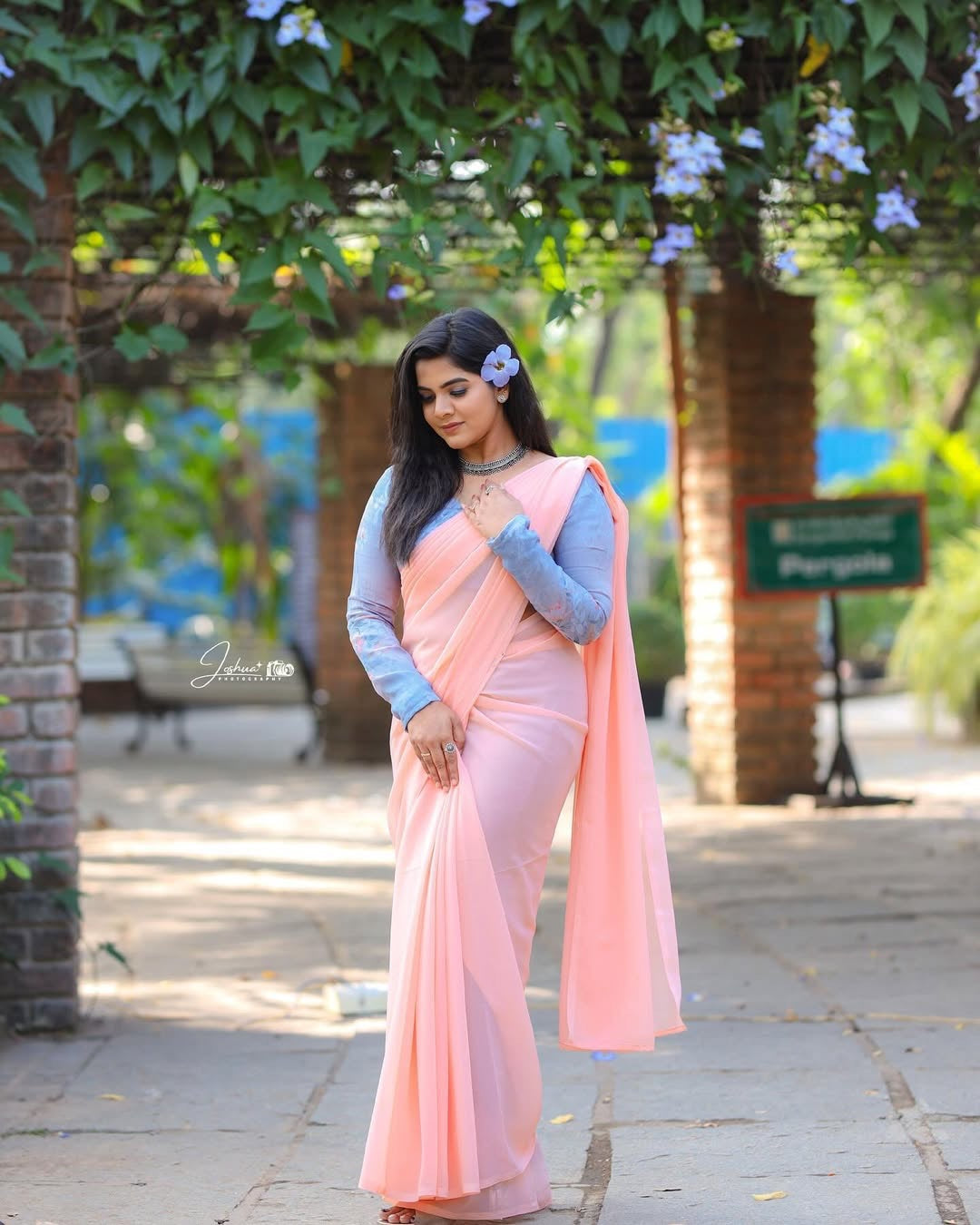 Georgette saree-Peach