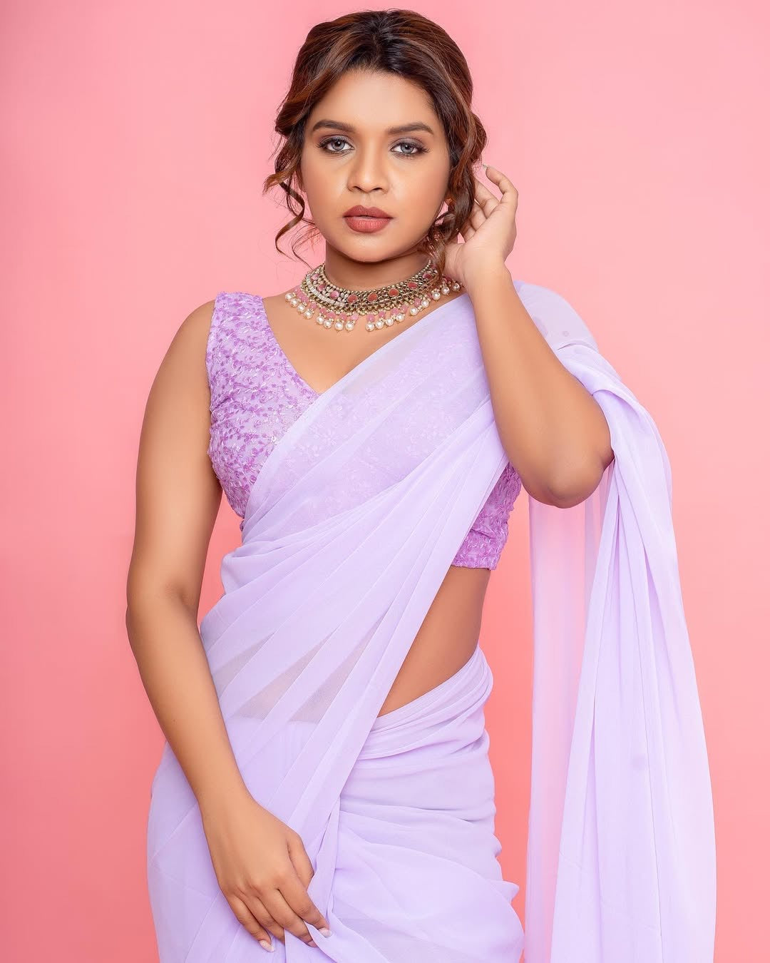 Georgette saree-Lavender