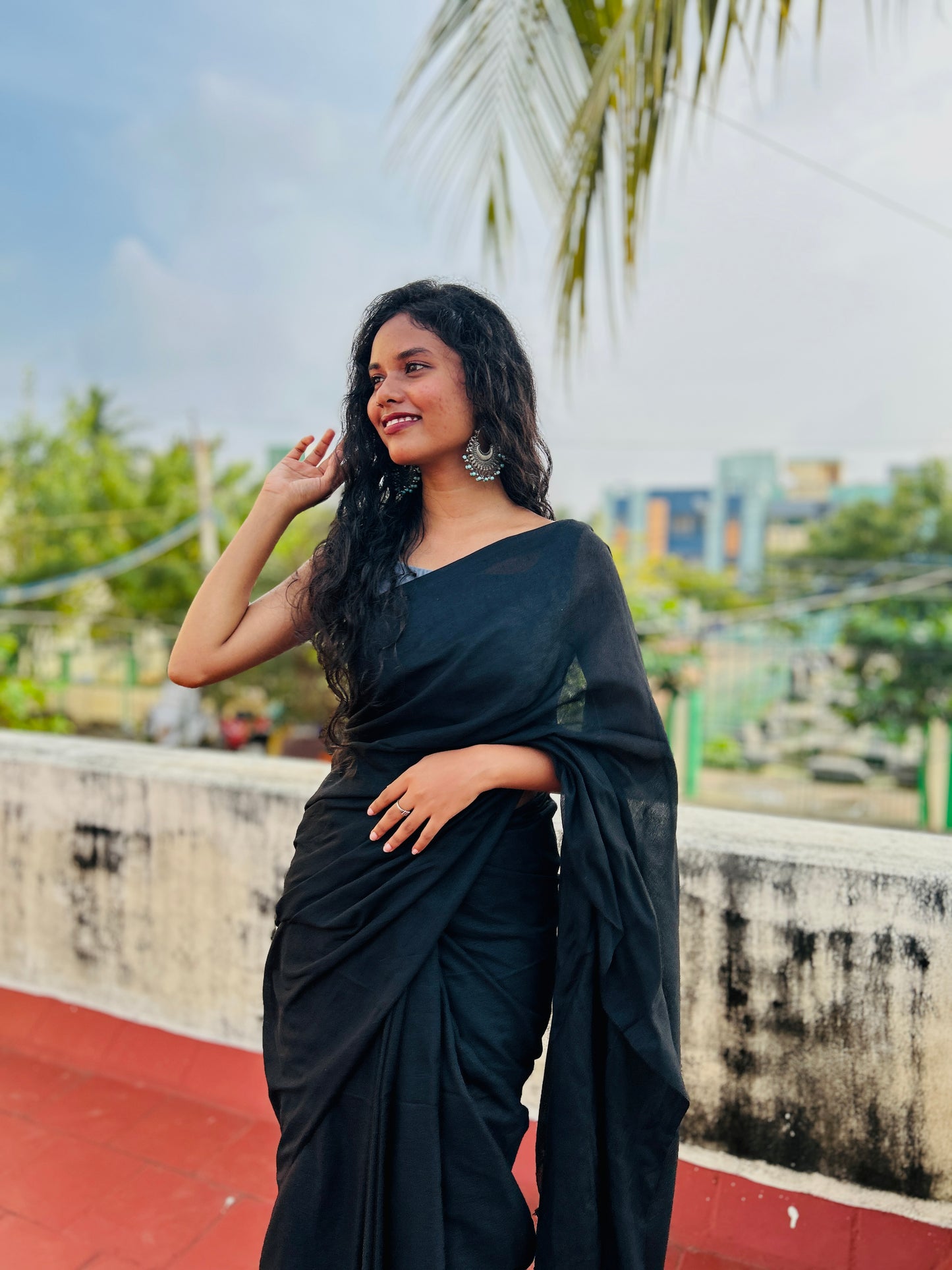 Soft cotton saree-Black