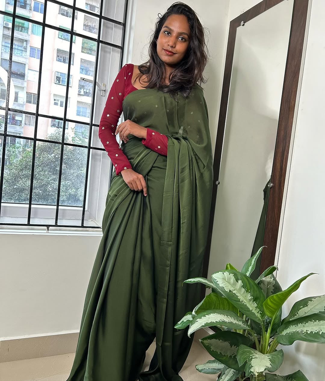 Saree with stitched blouse