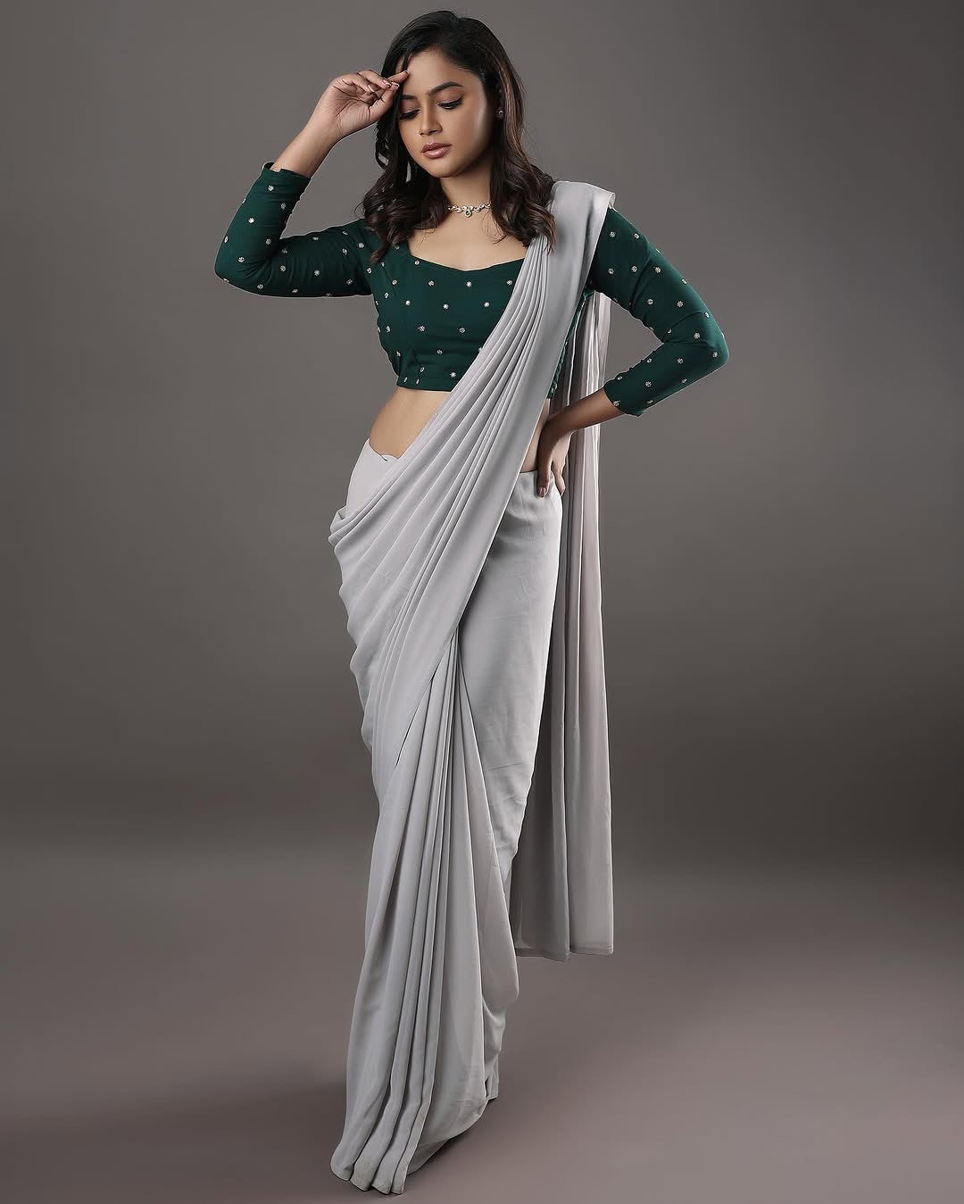 Georgette saree-Ash