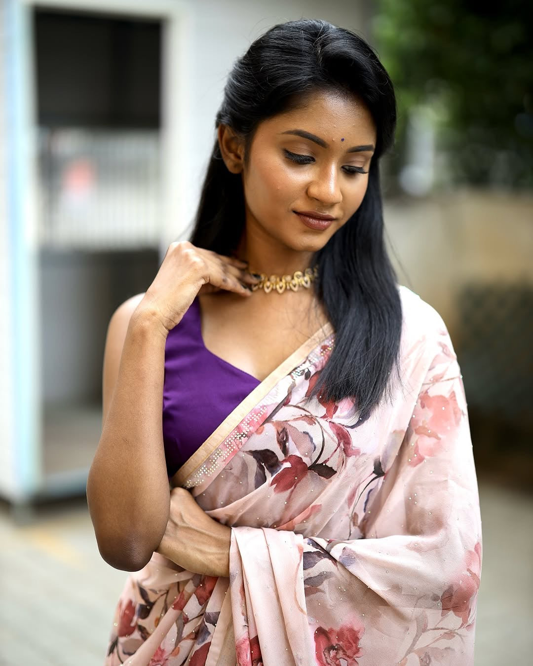 Printed Chiffon saree- Pastel Floral