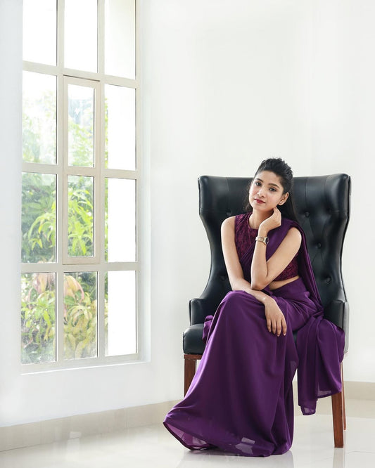 Georgette saree-violet