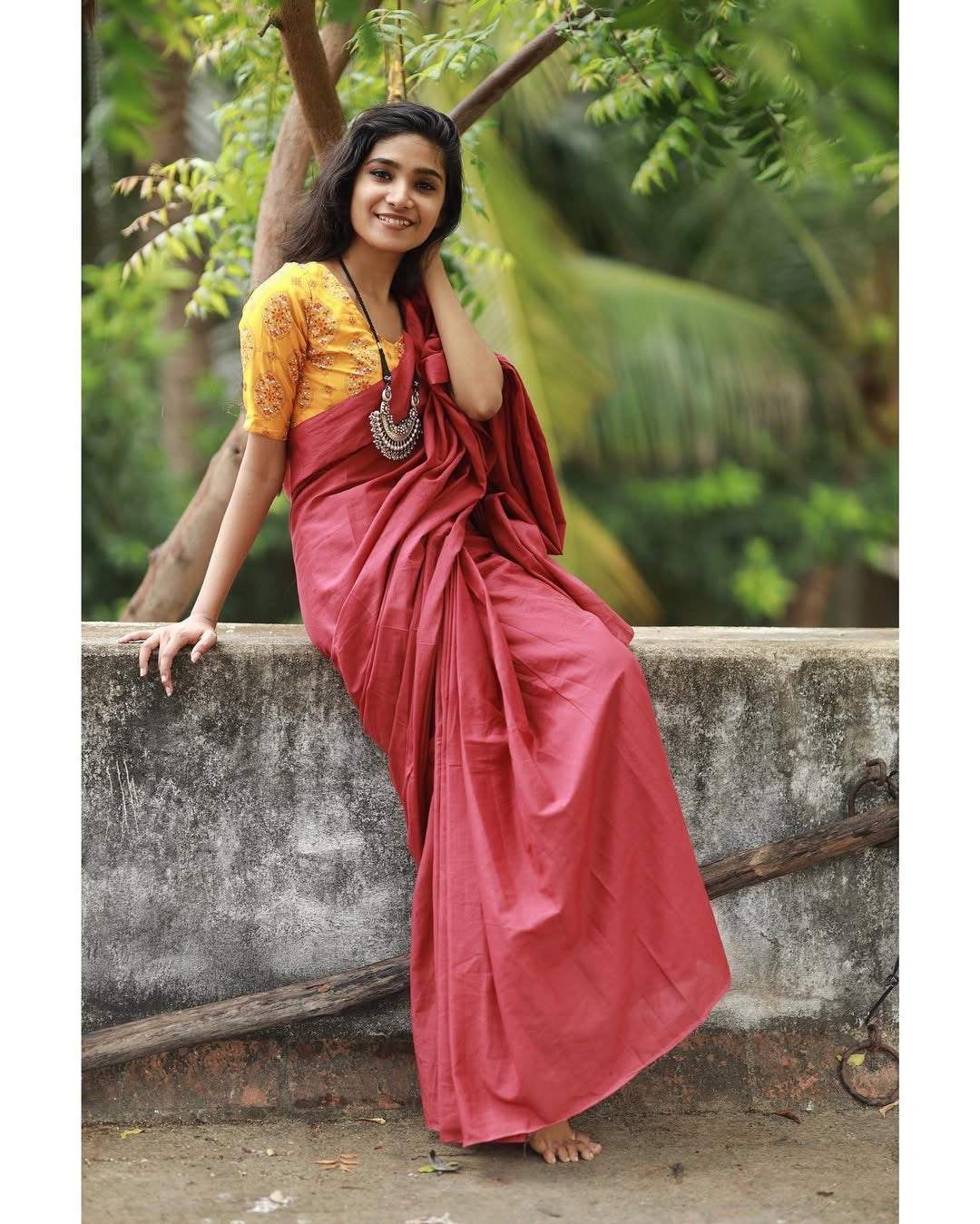 Soft cotton saree-Maroon