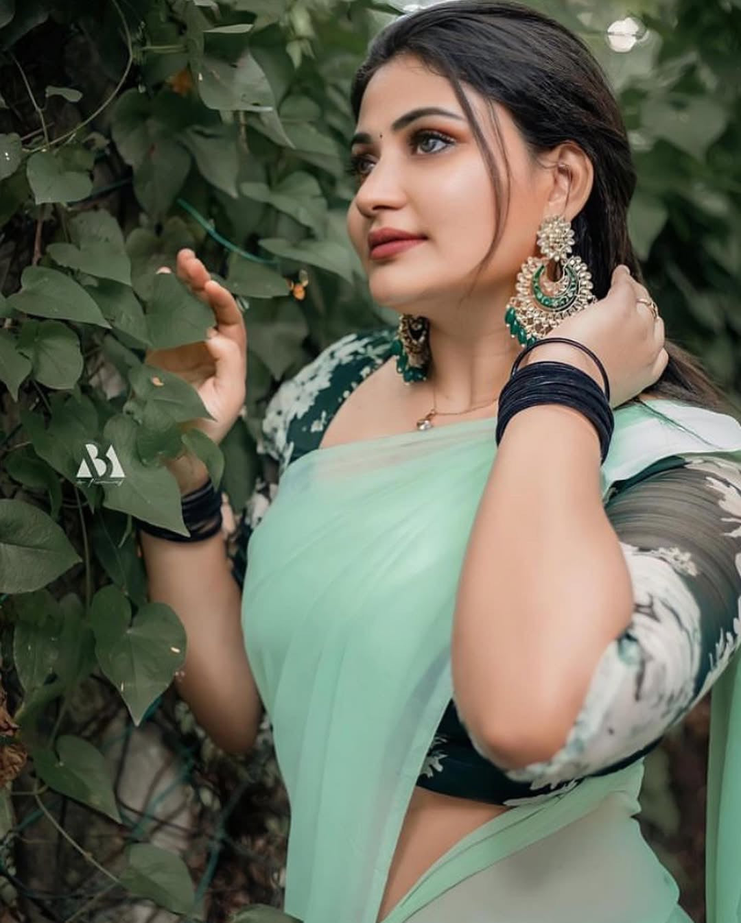 Georgette saree-Pastel green