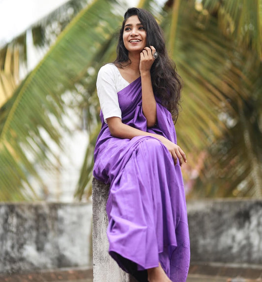 Soft cotton saree-Lavender