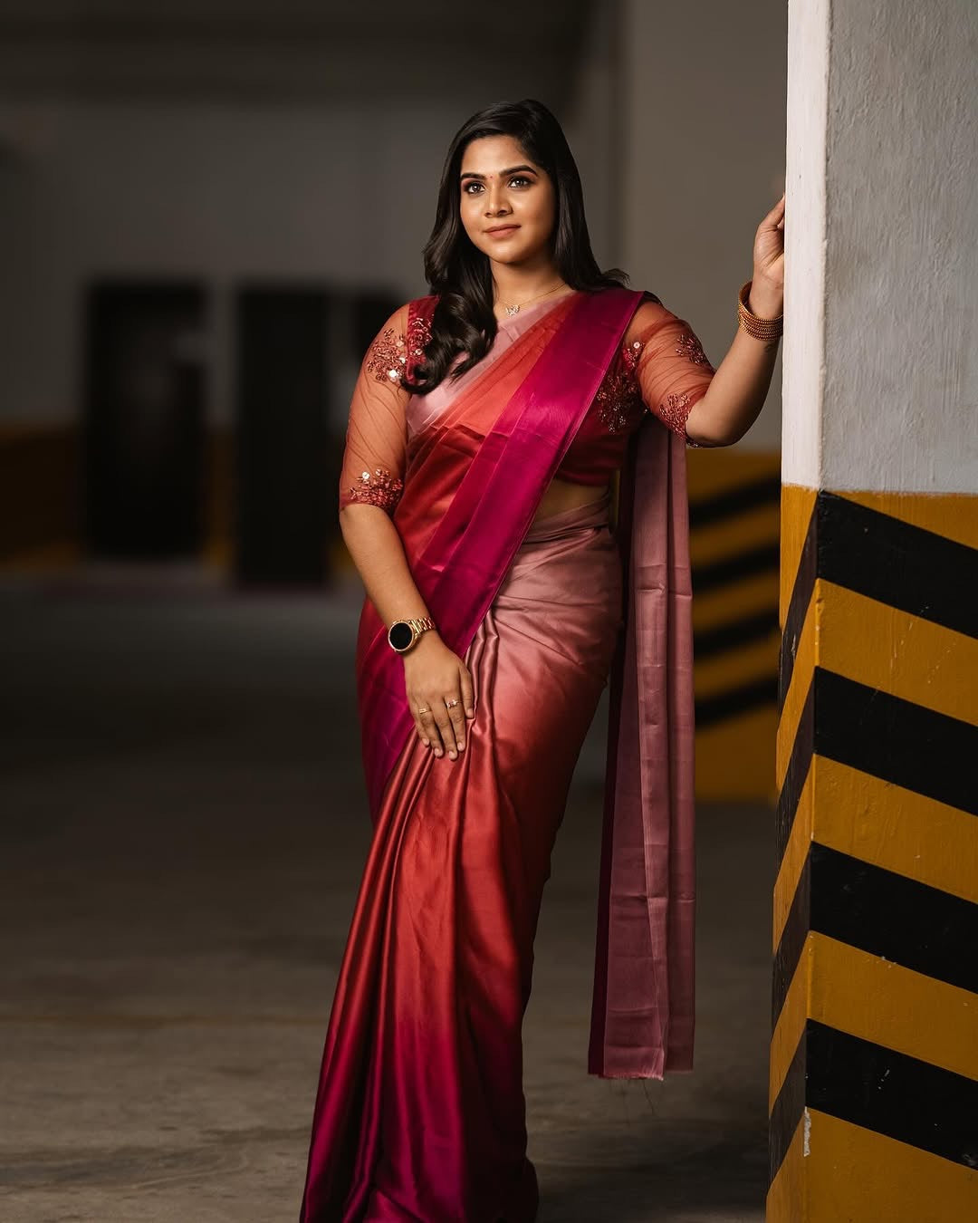 Dual shaded saree-Pinkish