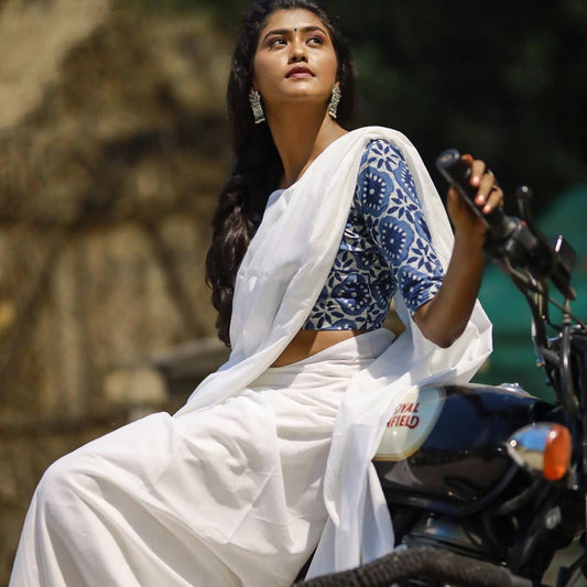 Soft cotton saree-Off white