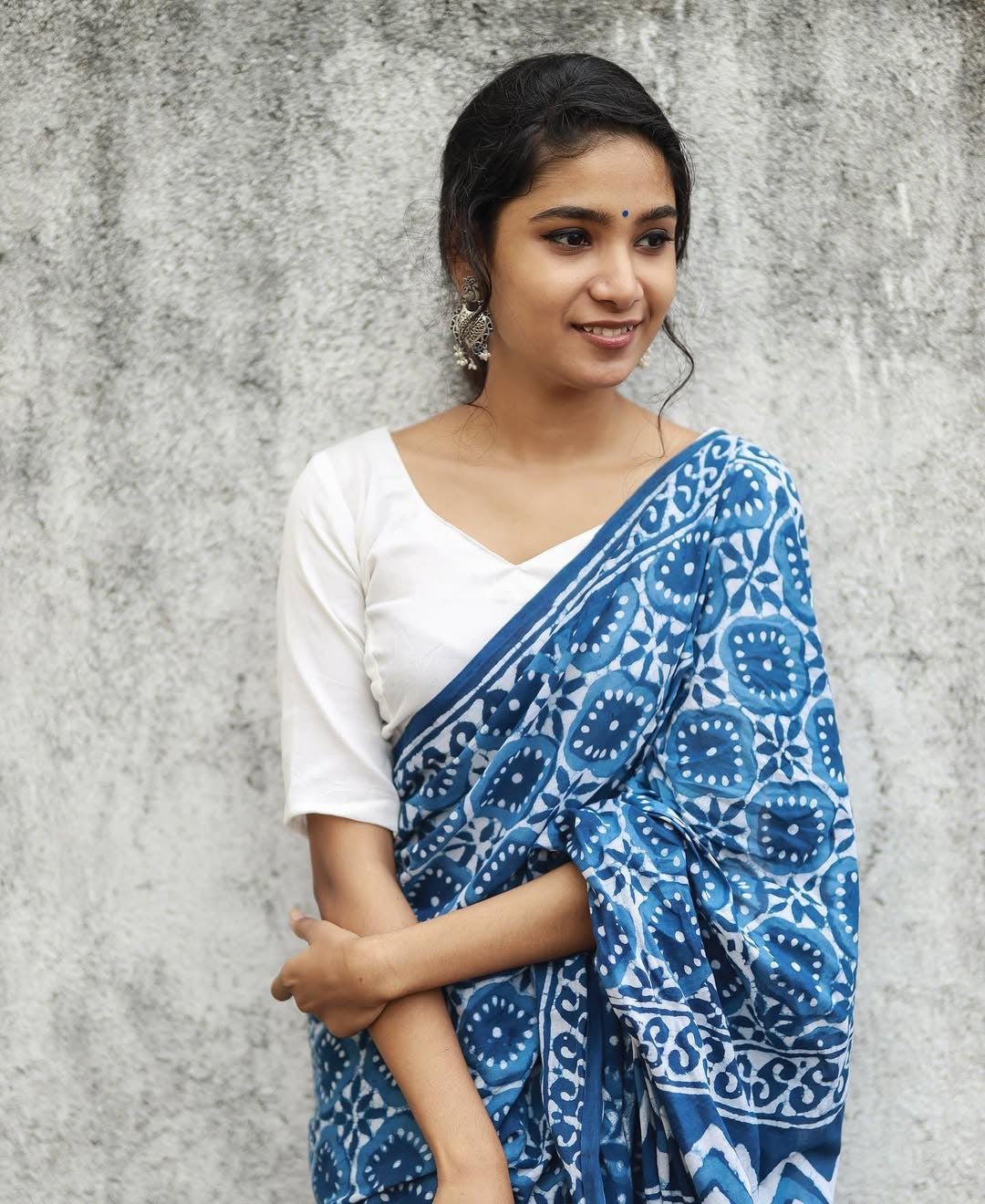 Handloom cotton printed saree-Nila