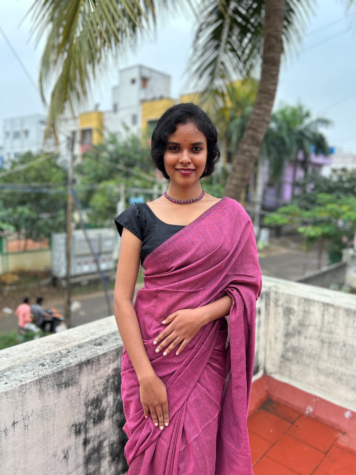 Soft cotton saree-Orchid pink