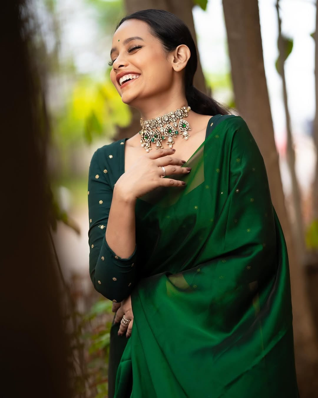 Shine Georgette saree-Green