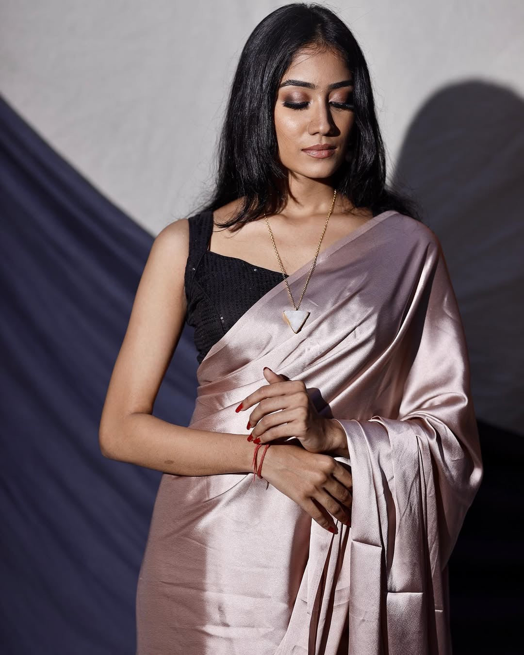 Satin saree- Copper