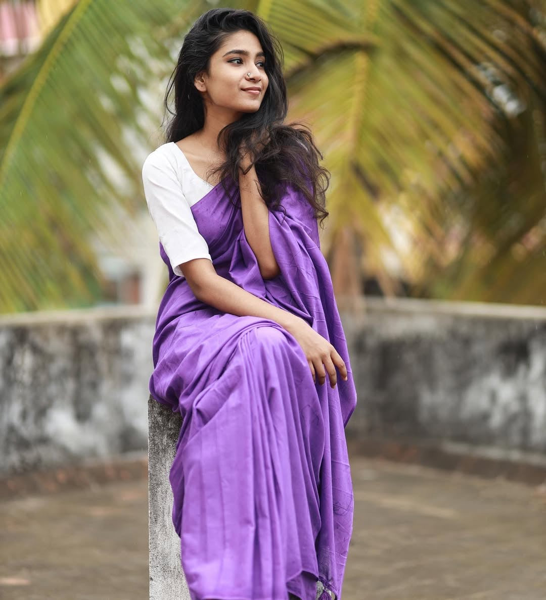 Soft cotton saree-Lavender