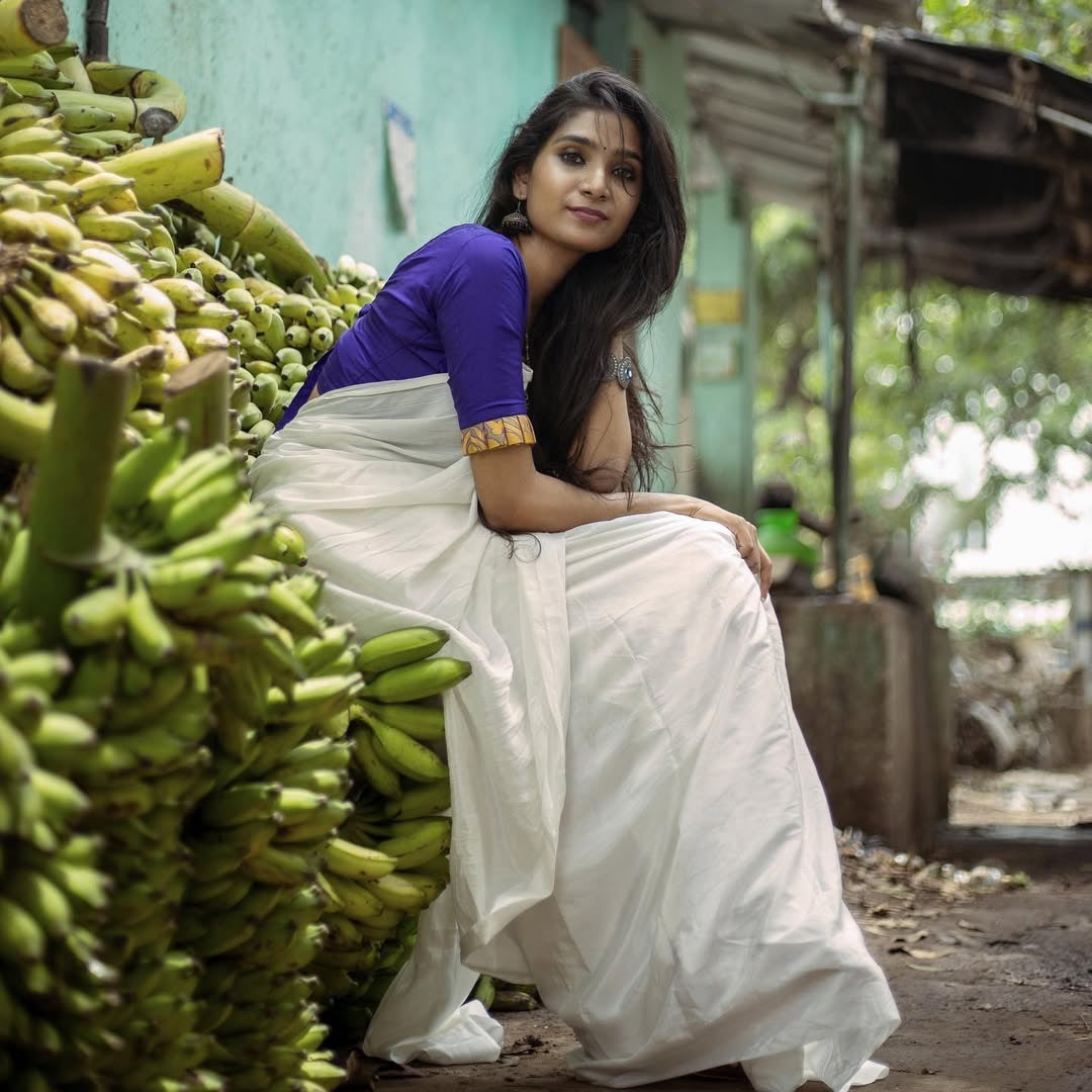 Satin saree- White