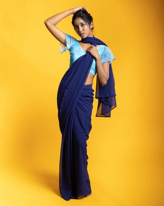 Georgette saree-Blue