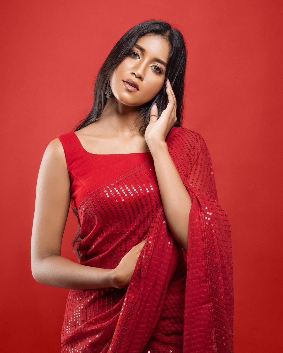 Cocktail Georgette saree-Red